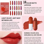 18 PCS Mini lipstick set, 18 colors, Capsule Lipstick Set caramel matte velvet Candy, Lipstick waterproof, long-lasting, Makeup lipstick For Girls