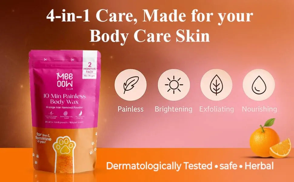 Painless Hair Removal Powder Mask | 10 Min Full Body Wax for Smooth Skin | 100% Results